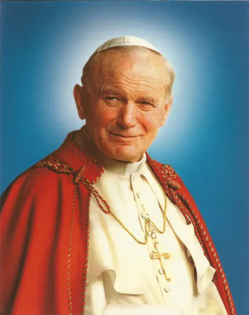 Zdjęcie Błogosławionego Jana Pawła II z zaświadczenia o odprawionej Gregoriance w Parafii pw. Opatrzności Bożej w Bielsku-Białej w grudniu 2011 r.
